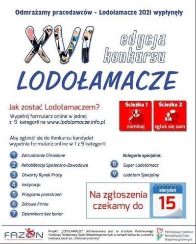 Plakat kampanii na rzecz zatrudniania os&oacute;b niepełnosprawnych Lodołamacze 2021